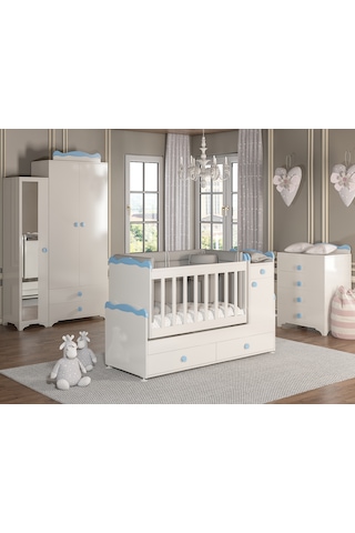 Patiko Sahra 950 3 Kapılı Bebek Odası Takımı Mavi