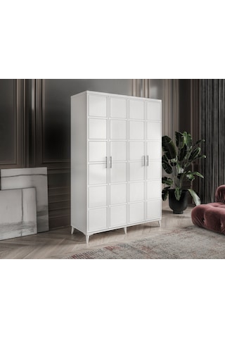 GuneyStore Milano 4 Kapaklı Komple Mdf Beyaz Gardırop