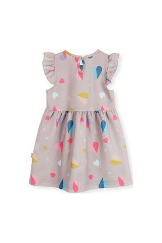 Ahengim Kız Çocuk Kalp Desenli Elbise Ak2406 Vizon