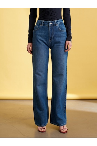 Dilvin 72293 Yüksek Bel Wide Leg Jean-mavi Mavi