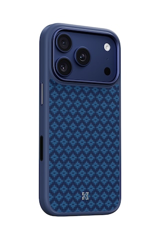 Apple Uyumlu iPhone 17 Pro Max  Kılıf M-safe Özellikli Benks Armorpro Armorgrid Serisi Kevlar Kapak Mavi Mavi