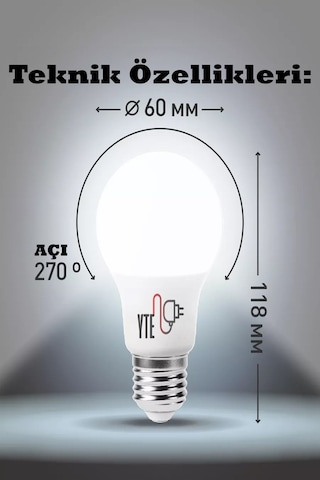 6500 K E 27 Beyaz Led Ampul 9 W Yüksek Kalite Göz Yormayan Ampul