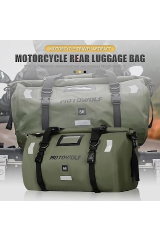Evrensel 66l Motosiklet Su Geçirmez Kuyruk Çanta Kask Yeşil