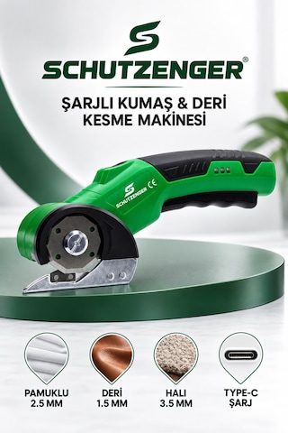 Type-c Şarjlı Kumaş Deri Kesme Makası Profesyonel Hızlı Kesim German Yeşil Sp13