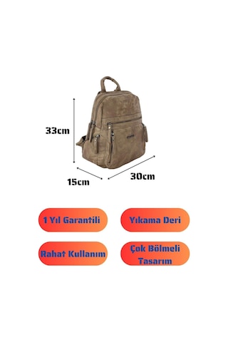 Bolsas Yıkama Deri Kadın Sırt Çanta Vizon 1042 Vizon