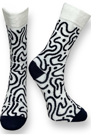 3'lü Unısex Geometrik Ve Soyut Tasarımlı Esnek Nem Alabilen Pamuklu Spor Soket Çoraplar Çok Renkli