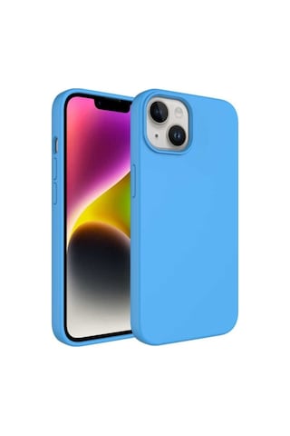 Apple Uyumlu iPhone 14 Plus Kılıf Sıvı Teknolojili Silinebilir Sert Zore Kivi Kapak Mavi