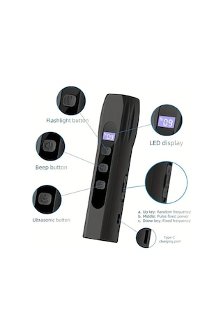 Willowhaven Led Fenerli Ses Dalgası Teknolojili Parlak Siyah Hayvan Kovucu 3 Mod Usb Şarj Edilebilir Köpekler Kediler Sincaplar İçin El Tipi Sönik Kovucu