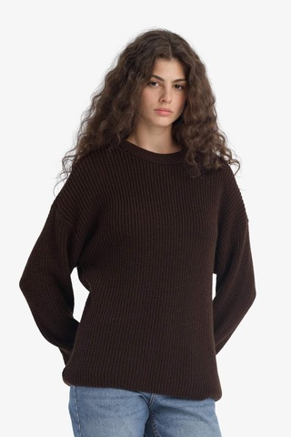 Defacto Regular Fit Bisiklet Yaka Kazak H6905az25wnbn468 Kahve