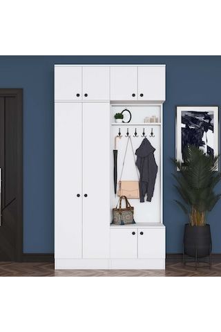 Rani Ea145 Modern Portmanto Askılı Ayakkabılık Vestiyer Beyaz