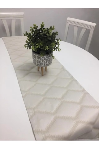 Simge Jakar Pamuk Polyester Krem Runner 40x140 Cm 681 Krem
