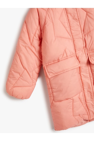 Koton Oversize Şişme Mont Suni Kürk Detaylı Kapşonlu Kapaklı Cepli Pembe 4wkg00019aw 4WKG00019AW282 Gülkurusu