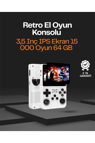 R36s Taşınabilir Retro Oyun Konsolu 15.000 Oyun 64 Gb Depolama Ips Ekran