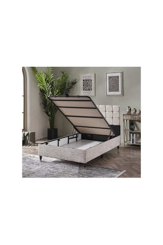 Beehanem Bengü Krem 160x200 En Geniş Çift Kişilik Çift Kabinli Baza Başlık Takımı Premium Konfor 2'li Çift Kişilik 160 x 200