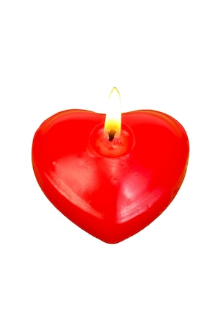 24 Lü Kırmızı Suda Yüzen Kalp Mum Kirmızı