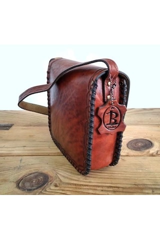 El Yapımı Deri Çanta Bayan Kahve Kahverengi