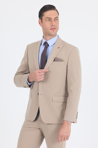 İmza Koyu Bej Kırlangıç Yaka Kelebek Astar 6 Drop Slim Fit Beli Lastikli Takım Elbise 1001250176 Koyu Bej