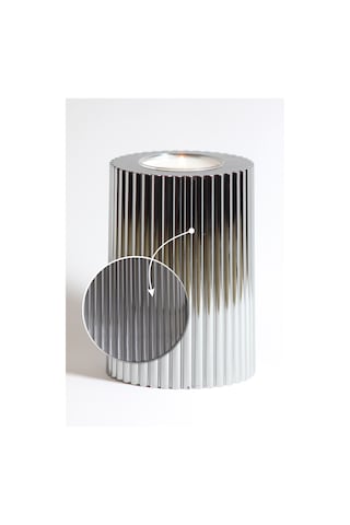 3 Lü Silver Gümüş Krom Tırtıklı Yüzey Mumluk Dekoratif Tealight