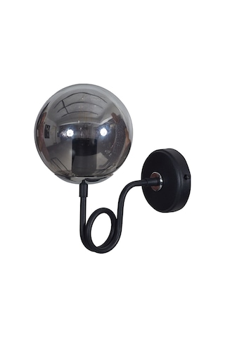 Luzarana Gali Krom-siyah Metal Gövde Füme Camlı Tasarım Aplik Sarı