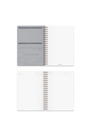 Kraft Ofis Defter Spiralli Çizgili Gri Çok Renkli