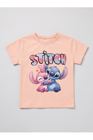 İncilay Kids Kız Çocuk Stitch Baskılı Şortlu Takım Pembe