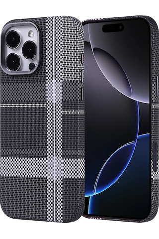 İphone 16 Pro Uyumlu Kılıf Magsafe Şarj Özellikli Karbon Fiber Görünümlü Zore Nekst Kapak - Siyah Siyah
