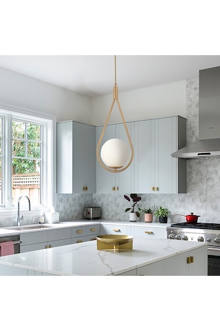 Mirza Tekli Eskitme Sarkıt Beyaz Camlı Modern Avize