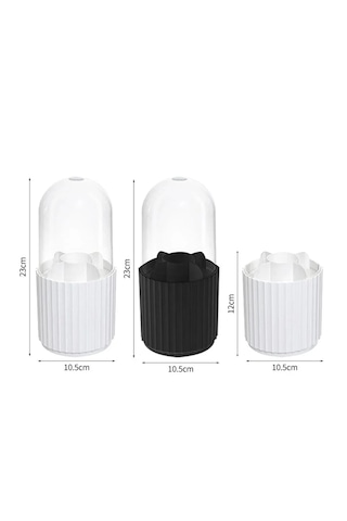Maxi Home Zebra Makyaj Organizer Kapaklı Masaüstü Kozmetik Düzenleyici Beyaz