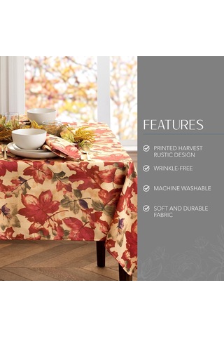 Elrene Home Fashions Hasat-festival Sonbahar Baskılı Masa Örtüsü, 152 Cm X 213 Cm, Dikdörtgen Çok Renkli