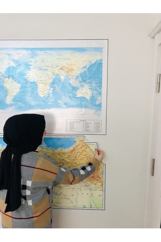Türkiye Fikizi Ve Dünya Fiziki Haritası Seti Akıllı Kağıt Tahta D-Renkli