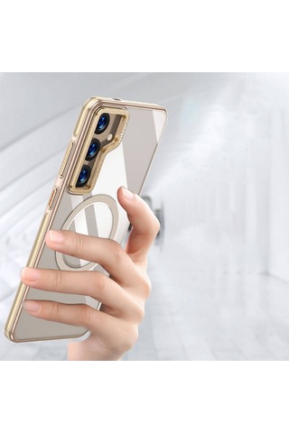 Galaxy S24 Plus Uyumlu Kılıf Magsafe Şarj Özellikli Wlons Standlı Efsane Kapak Gold