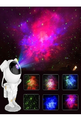 Mobgift Astronot Tasarımlı Kumandalı Projector Projeksiyon Gece Lambası Renkli