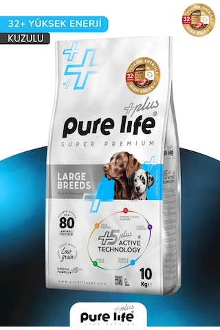 Purelife Plus Yüksek Enerji 32+ Protein Kuzu Etli Yetişkin Köpek Maması 10 KG