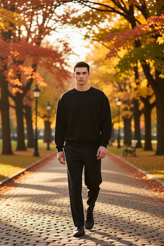 Benerly Erkek Bisiklet Yaka Standart Kol Waffle Kalıp Sweatshirt Fonksiyo siyah