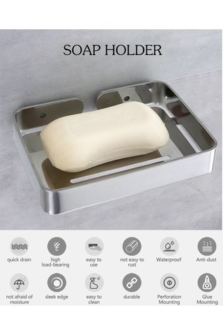 Yuntech01 Stainless Steel Duş Jeli Tutucu Duvar Tipi Su Akışlı Sabun Rakımı Gümüş Renkli Diğer