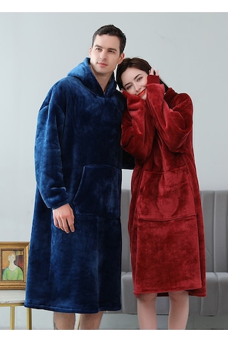 Mulberry Wellsoft Unisex Kapüşonlu Giyilebilir Tv Battaniyesi Oversize 2'li