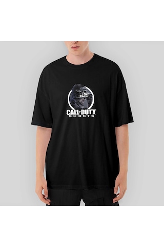 Call Of Duty Ghosts Text Oversize Siyah Tişört Siyah