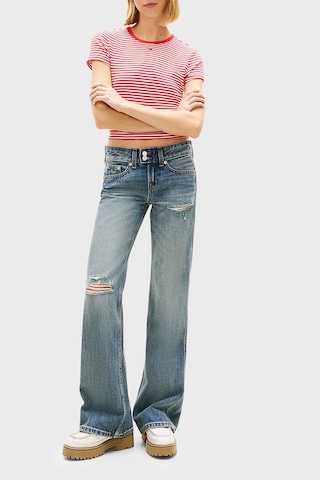 Tommy Jeans Pamuklu Çizgili Slim Fit Bisiklet Yaka T Shirt Bayan T Shirt Dw0dw17383 0ey Kırmızı-beyaz
