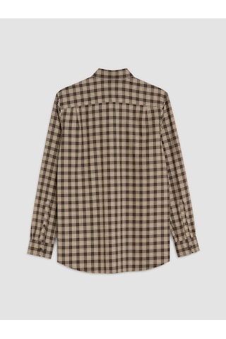 Lcwaıkıkı Classic Kahverengi Regular Fit Ekose Gabardin Erkek Gömlek