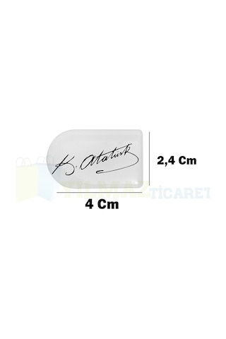 Kemal Atatürk Imza Şarjör Kapağı Sticker Damla Silikon Etiket Yapıştırma 4 Adet ( 4 X 2.4 Cm ) Beyaz