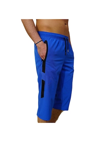 Saks Diz Altı Uzun Model Su İtici Özellikli Likralı Esnek Kumaş Erkek Plaj Deniz Kapri Şort - 941-saks 001