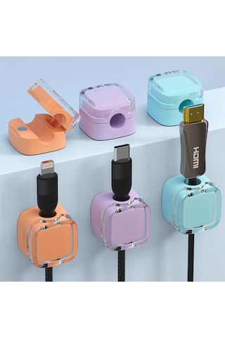 Konesam Masaüstü Manyetik Kabloluk Düzenleyici - Otomatik Yapışkan, Çıplak Tutucu, Kabloları Takip Etmeyi Kolaylaştırır Mor, 6 Adet