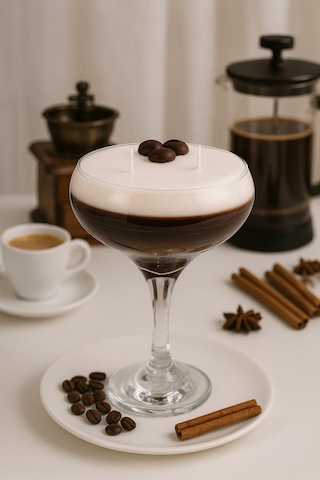 Kahveli Mum Martini Bardağında Kahveli Martini