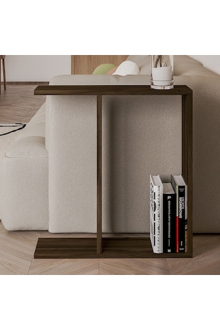 Lotus Modern Yan Sehpa Kitaplıklı Ve Dekoratif Tasarım Ceviz