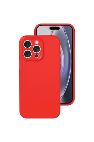 Apple, Uyumlu iPhone 16 Pro Kılıf Nano İçi Kadife Silikon - Kırmızı
