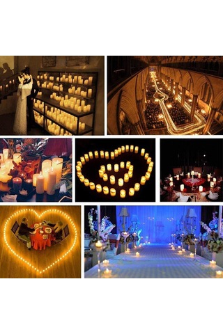 24 Adet Simülasyon Alevsiz Çay Mumları Led Mum Işıkları Düğün Yıldönümü İçin Beyaz