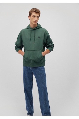 Mavi - Mavi Logo Nakışlı Kapüşonlu Yeşil Sweatshirt 065809-71580 Yeşil