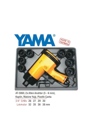 Yama At-5060k Havalı Somun Sıkma Lokmalı Set 3/4'' 13 Parça