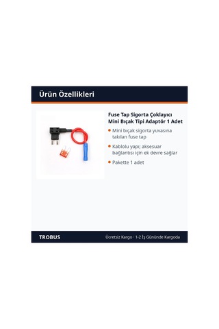 Trobus Fuse Tap Sigorta Çoklayıcı Mini Bıçak Tipi Adaptör 1 Adet Diğer