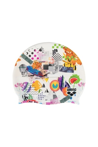 Arena Hd Swim Cap Collage Çok Renkli Yüzücü Bone 005572252 Çok Renkli